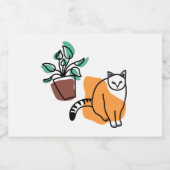 Katze und Pflanze Schaumweinetikett (Einzelnes Label)