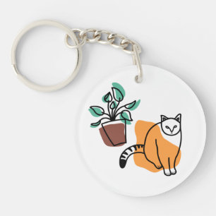 Katze und Pflanze Schlüsselanhänger