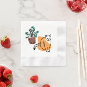 Katze und Pflanze Serviette (Beispiel)