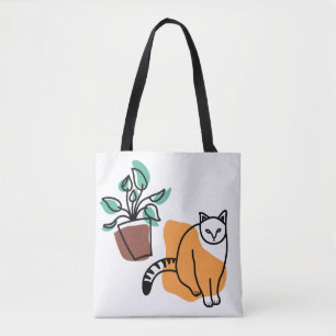 Katze und Pflanze Tasche