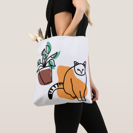 Katze und Pflanze Tasche (Von Nahem)