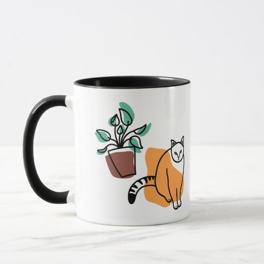 Katze und Pflanze Tasse (Links)