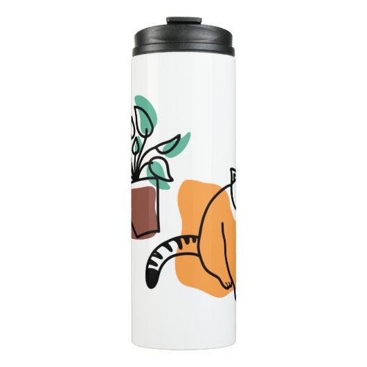 Katze und Pflanze Thermosbecher (Vorderseite)