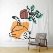 Katze und Pflanze Wandteppich (Beispiel (Horizontal))