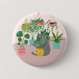 Katze und Pflanzen Button