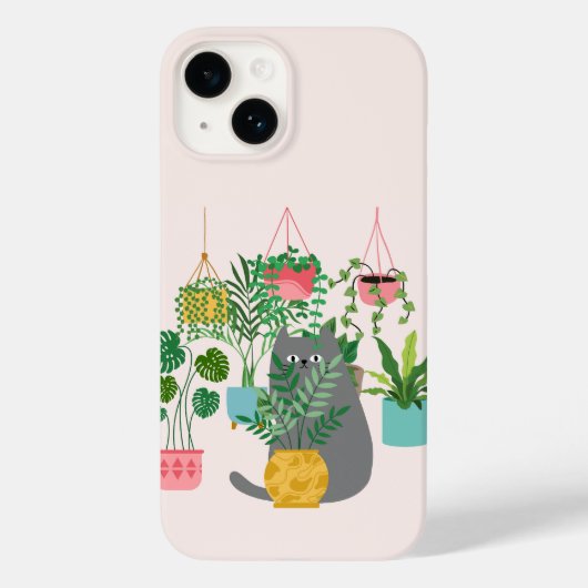 Katze und Pflanzen Case-Mate iPhone Hülle (Rückseite)