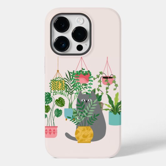 Katze und Pflanzen Case-Mate iPhone Hülle (Rückseite)