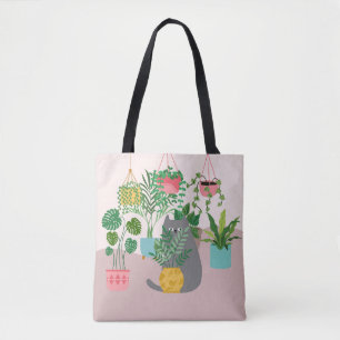 Katze und Pflanzen Tasche