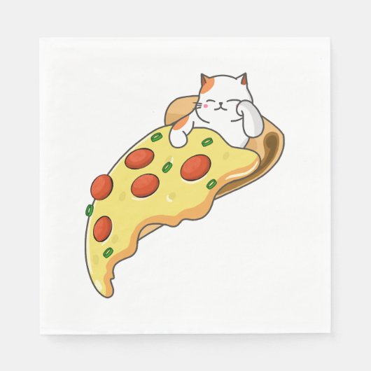 Katze und Pizza Serviette (Vorderseite)