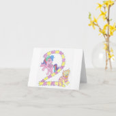 Katze und Pony-Karte für ein zweijähriges Kind Karte (Gelbe Blume)