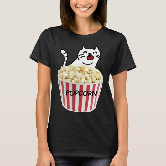 Katze und Popcorn T-Shirt (Vorderseite)
