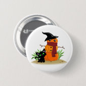 Katze und Pumpkinman Button (Vorne & Hinten)
