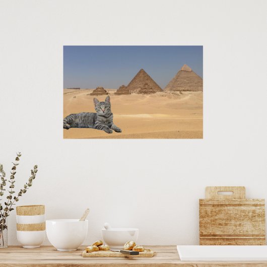 Katze und Pyramide. Poster (Küche)
