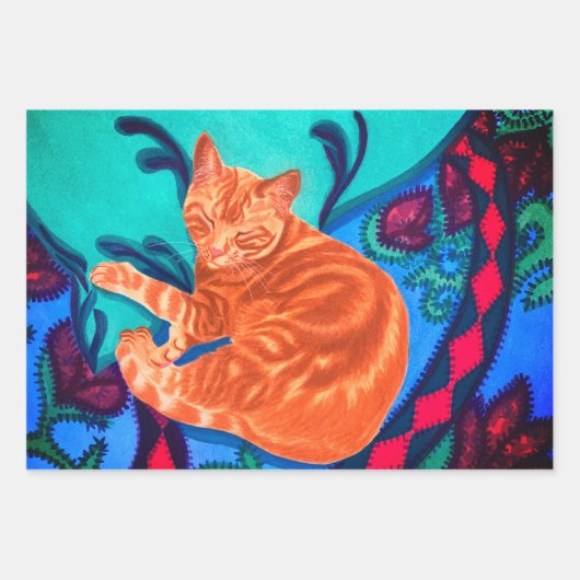 Katze und Quilt Geschenkpapier Set (Vorderseite)