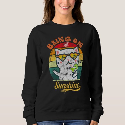 Katze und Retro Stil der Margarita bringen Sonnens Sweatshirt (Vorderseite)