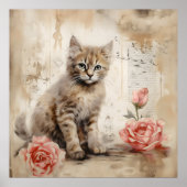 Katze und Rose 1 Poster (Vorne)