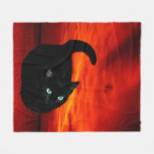 Katze und roter Himmel Fleecedecke (Vorderseite (Horizontal))