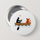 Katze und Ruderer auf dem Schiff Funny Whimsical P Button (Vorne & Hinten)