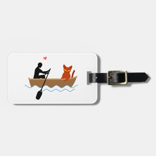 Katze und Ruderer auf dem Schiff Funny Whimsical P Gepäckanhänger (Vorderseite horizontal)