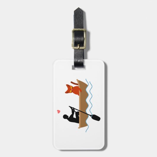 Katze und Ruderer auf dem Schiff Funny Whimsical P Gepäckanhänger (Vorderseite vertikal)