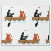 Katze und Ruderer auf dem Schiff Funny Whimsical P Geschenkpapier (Flach)