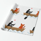 Katze und Ruderer auf dem Schiff Funny Whimsical P Geschenkpapier (Ungerollt)