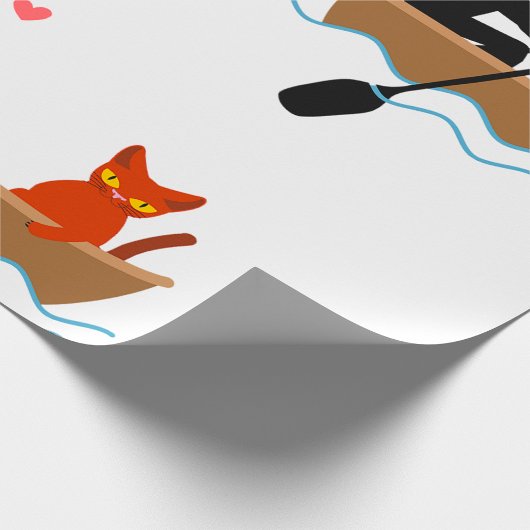 Katze und Ruderer auf dem Schiff Funny Whimsical P Geschenkpapier