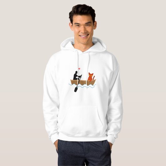 Katze und Ruderer auf dem Schiff Funny Whimsical P Hoodie (Vorne ganz)