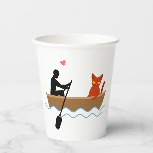 Katze und Ruderer auf dem Schiff Funny Whimsical P Pappbecher (Vorderseite)