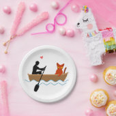 Katze und Ruderer auf dem Schiff Funny Whimsical P Pappteller (Party)