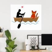 Katze und Ruderer auf dem Schiff Funny Whimsical P Poster (Heimbüro)