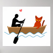 Katze und Ruderer auf dem Schiff Funny Whimsical P Poster (Vorne)