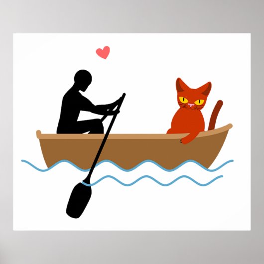 Katze und Ruderer auf dem Schiff Funny Whimsical P Poster (Vorne)