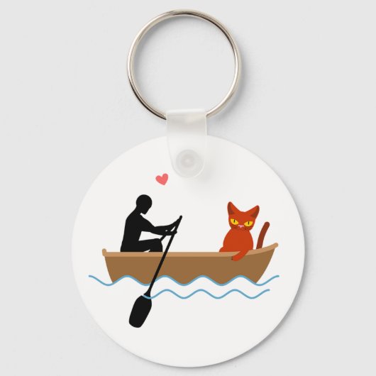 Katze und Ruderer auf dem Schiff Funny Whimsical P Schlüsselanhänger (Vorderseite)