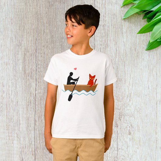 Katze und Ruderer auf dem Schiff Funny Whimsical P T-Shirt