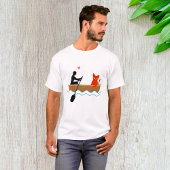 Katze und Ruderer auf dem Schiff Funny Whimsical P T-Shirt