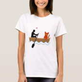 Katze und Ruderer auf dem Schiff Funny Whimsical P T-Shirt (Vorderseite)