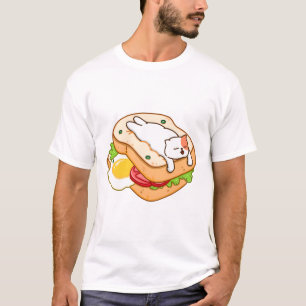 Katze und Sandwich Brot T-Shirt