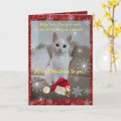 Katze und Santa Karte (Gelbe Blume)