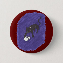 Katze und Schädel Button