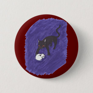 Katze und Schädel Button