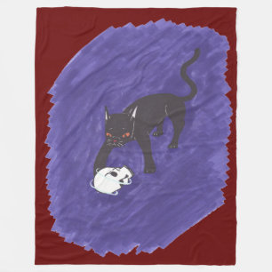 Katze und Schädel Fleecedecke