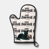 Katze und Schädel Happy Halloween Ofenhandschuh (Vorderseite)