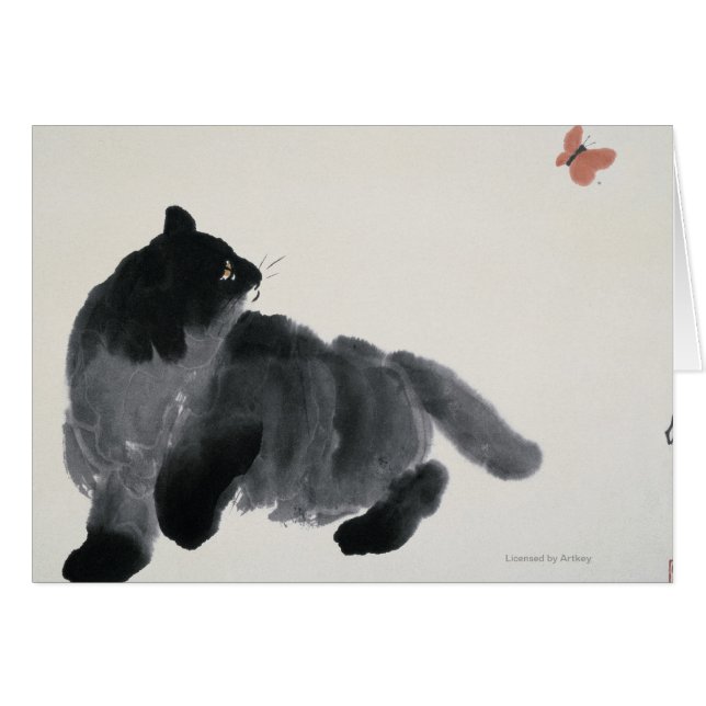 Katze und Schmetterling (Vorderseite (Horizontal))