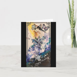 Katze und Schmetterling Geburtstagskarte Dankeskarte