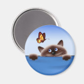 Katze und Schmetterling Magnet (Vorderseite/Rückseite)