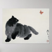 Katze und Schmetterling Poster (Vorne)