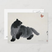 Katze und Schmetterling Postkarte (Vorne/Hinten)