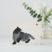 Katze und Schmetterling Postkarte (Stehend Vorderseite)