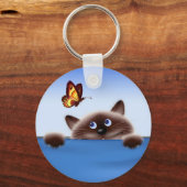 Katze und Schmetterling Schlüsselanhänger (Vorderseite)